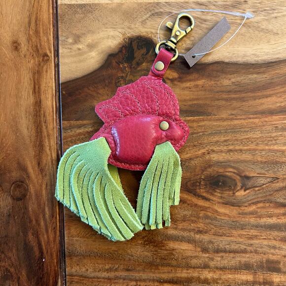 Portland Leather Betta Fish Purse Charm FAST SHIP LIME - Picture 1 of 3